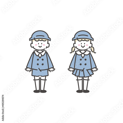幼稚園児が並んでいるイラスト