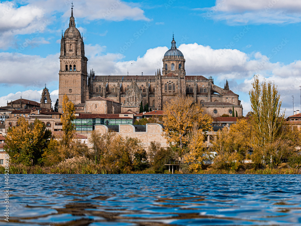 Catedral de Salamanca desde la orilla del río Tormes