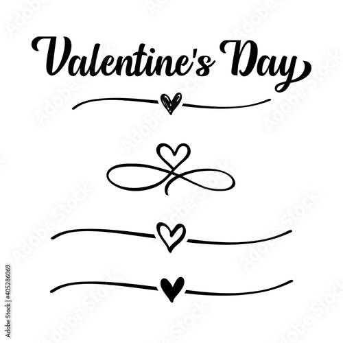 Set of hand drawn heart with cute sketch line, divider shape. Love doodle isolated on white background for valentines day, wedding, mother's day or woman's day. Vector illustration