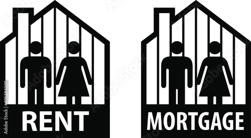 Concept icons: rent and mortgage traps.