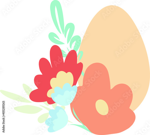 Happy Easter vector illustrations . chicken with eggs icons decorated with flowers on a white background . Chicken in the nest on a white background