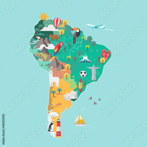 South America tourist map.