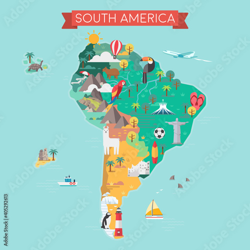 South America tourist map.