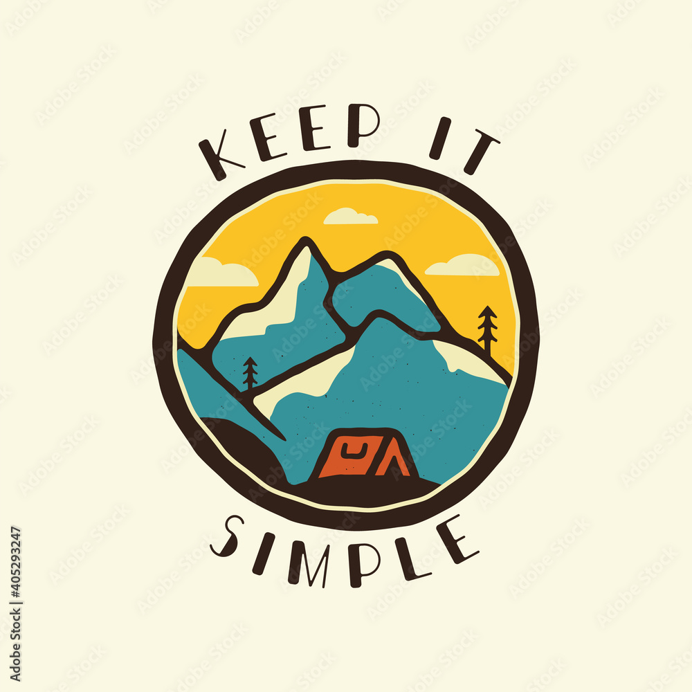 Keep it simple sticker design. Travel hand drawn logo emblem. State park label isolated. Stock vector graphics Keep it simple sticker design. Travel hand drawn logo emblem. State park label isolated. Stock vector graphics