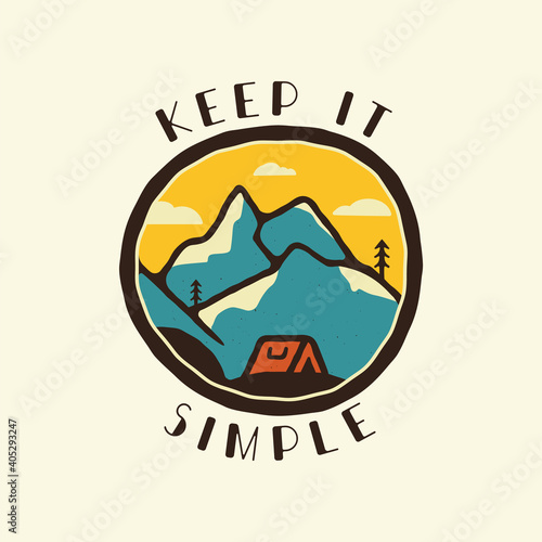 Keep it simple sticker design. Travel hand drawn logo emblem. State park label isolated. Stock vector graphics