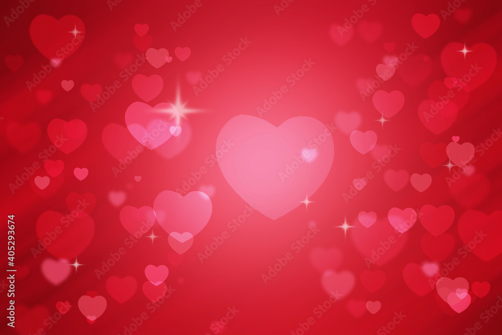 red and pink  heart shape abstract bokeh background for Valentine.