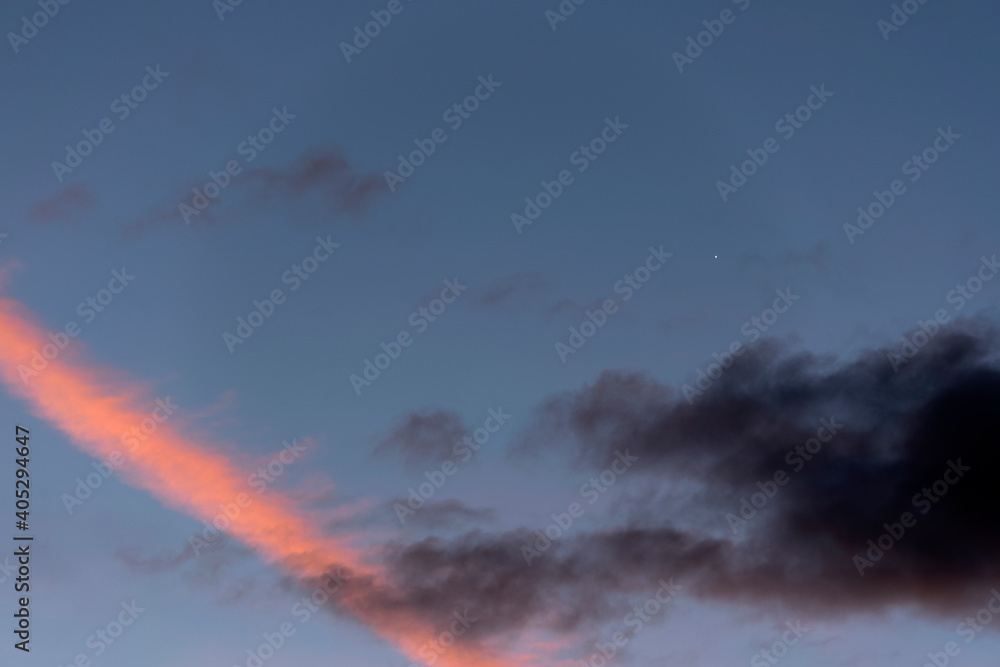Sunrise in Guatemala, open air and clear sky, colorful pure air and star in the horizon.