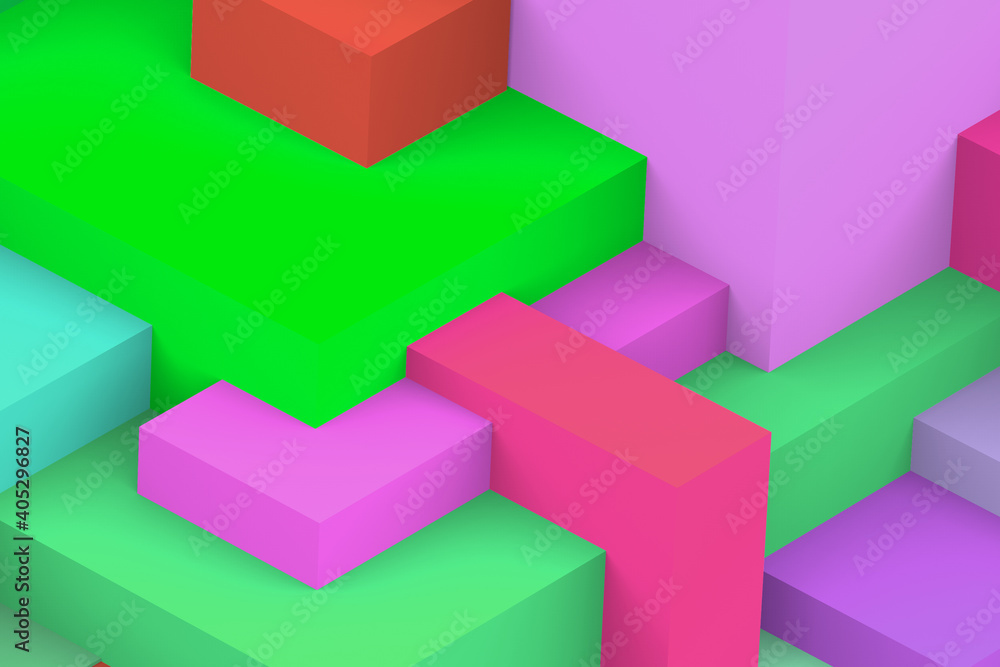 Obraz premium Abstract geometric cubic colorful background. isometric 3d render.