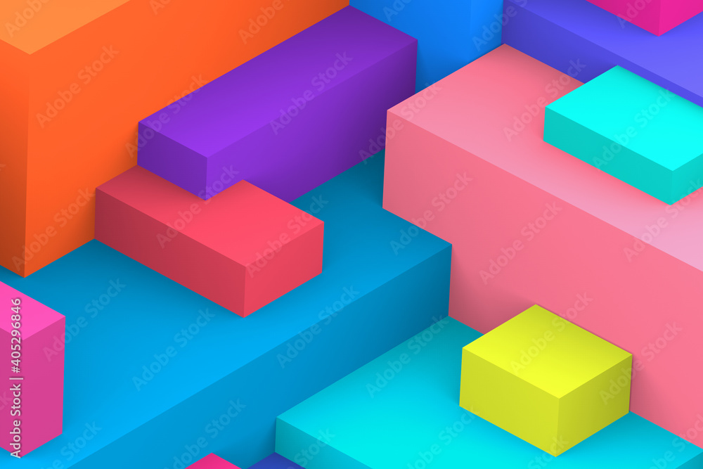 Obraz premium Abstract geometric cubic colorful background. isometric 3d render.