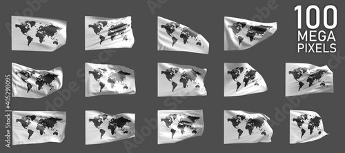 Bild auf Leinwand Haiti flag isolated - different realistic renders of the waving flag on grey bac