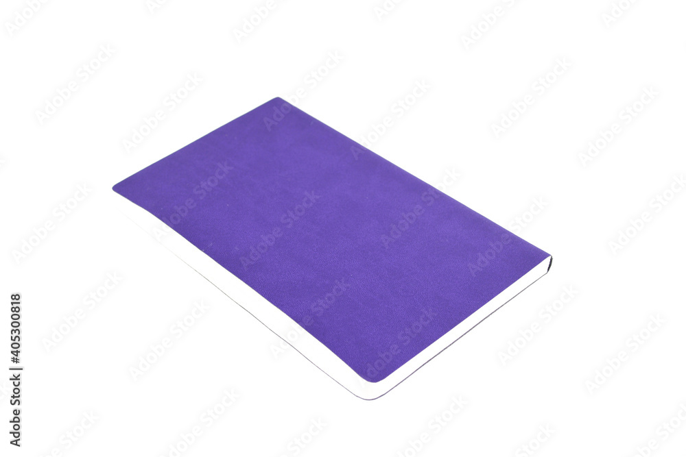 Closed old purple notebook isolated on white background Closed old purple notebook isolated on white background