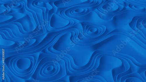 Abstract minimalistic background with blue noise wave field. Detailed displaced surface. Modern background template for documents, reports and presentations. Sci-Fi Futuristic. 3d rendering