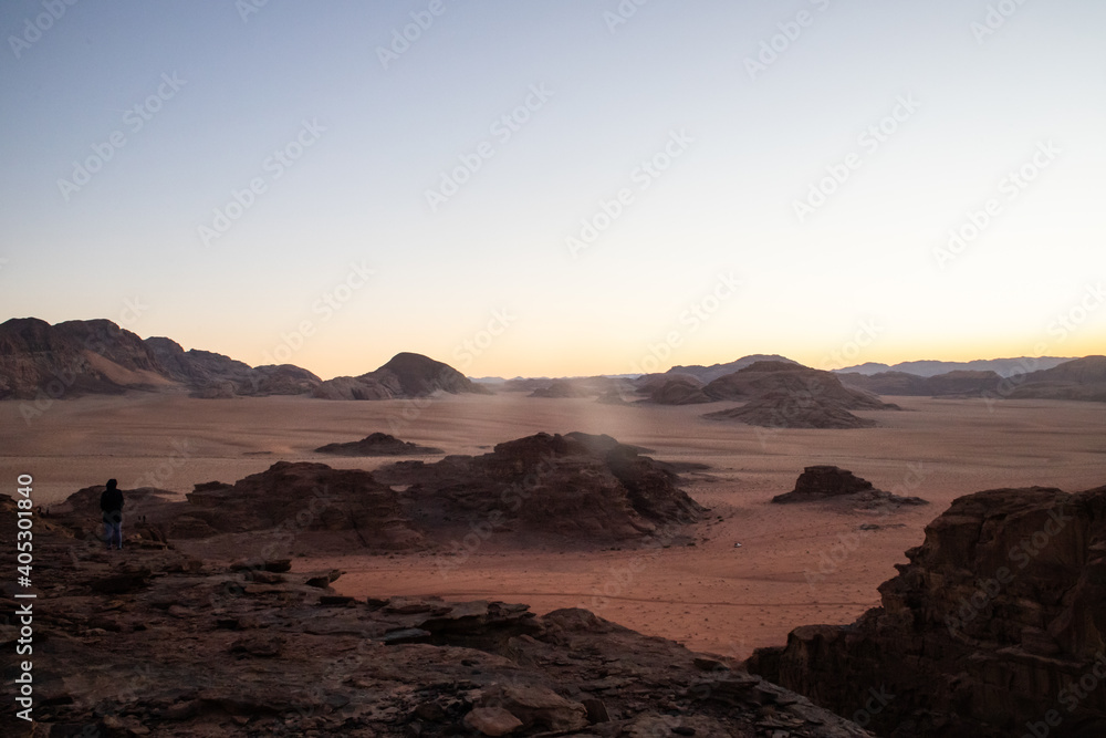 sunset in the desert's mountains
