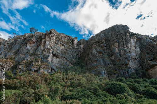 Stone Walls and Rocky Mountains on a Sunny day in Suesca, Cundinamarca Colombia where many climbers go to practice