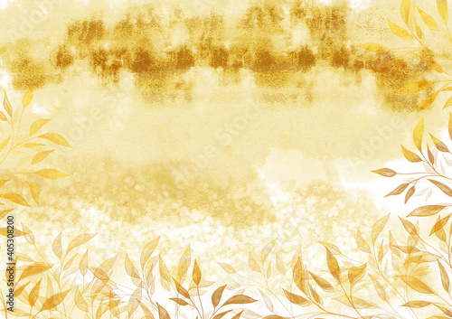 Abstrakter Hintergrund - goldfarbene Struktur und floralen Elemten 
