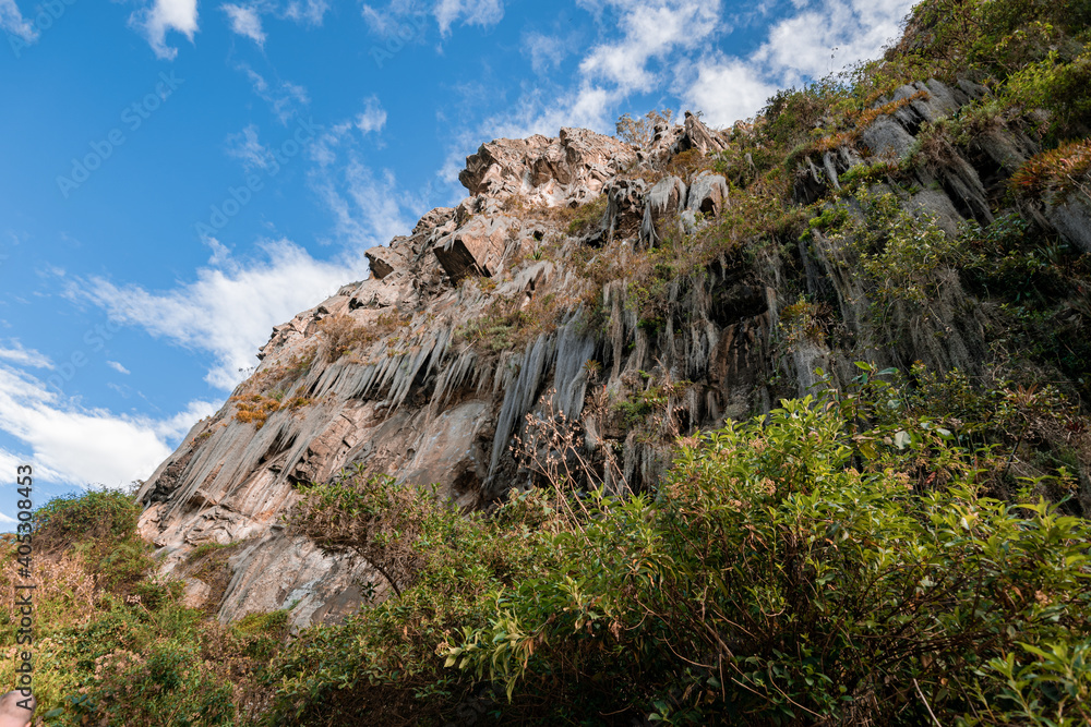Stone Walls and Rocky Mountains on a Sunny day in Suesca, Cundinamarca Colombia where many climbers go to practice Stone Walls and Rocky Mountains on a Sunny day in Suesca, Cundinamarca Colombia where many climbers go to practice