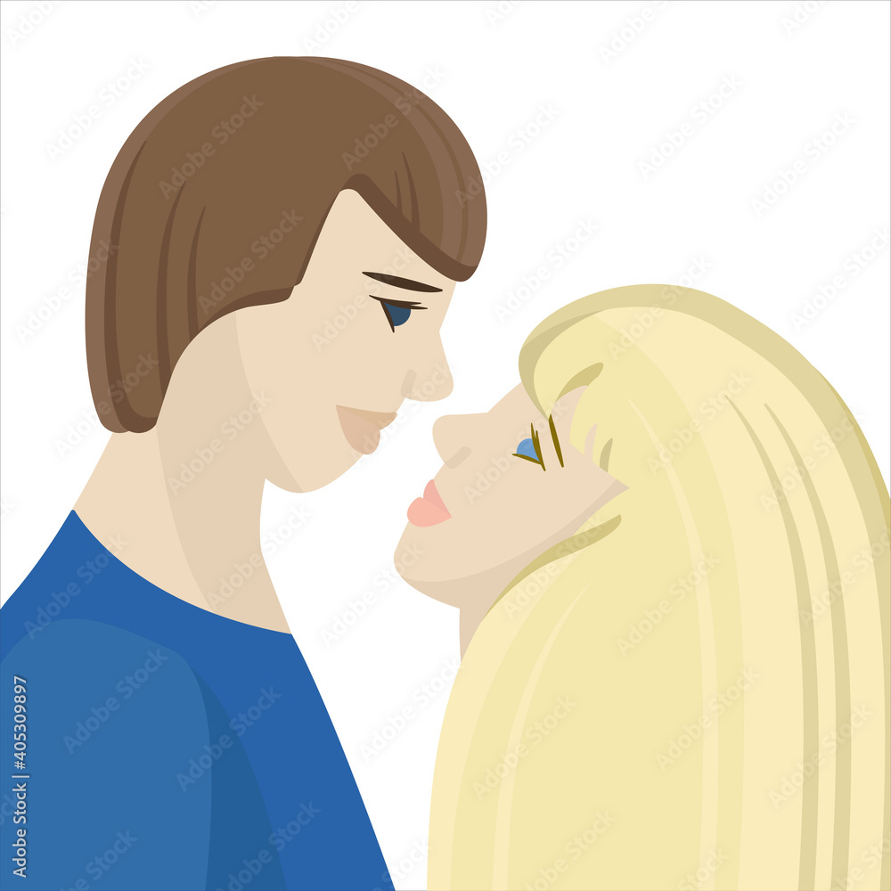 Beautiful portrait of love. Vector character illustration. Romantic concept. Cute illustration. Beautiful portrait of love. Vector character illustration. Romantic concept. Cute illustration.