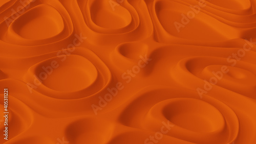 Abstract minimalistic background with orange noise wave field. Detailed displaced surface. Modern background template for documents, reports and presentations. Sci-Fi Futuristic. 3d rendering