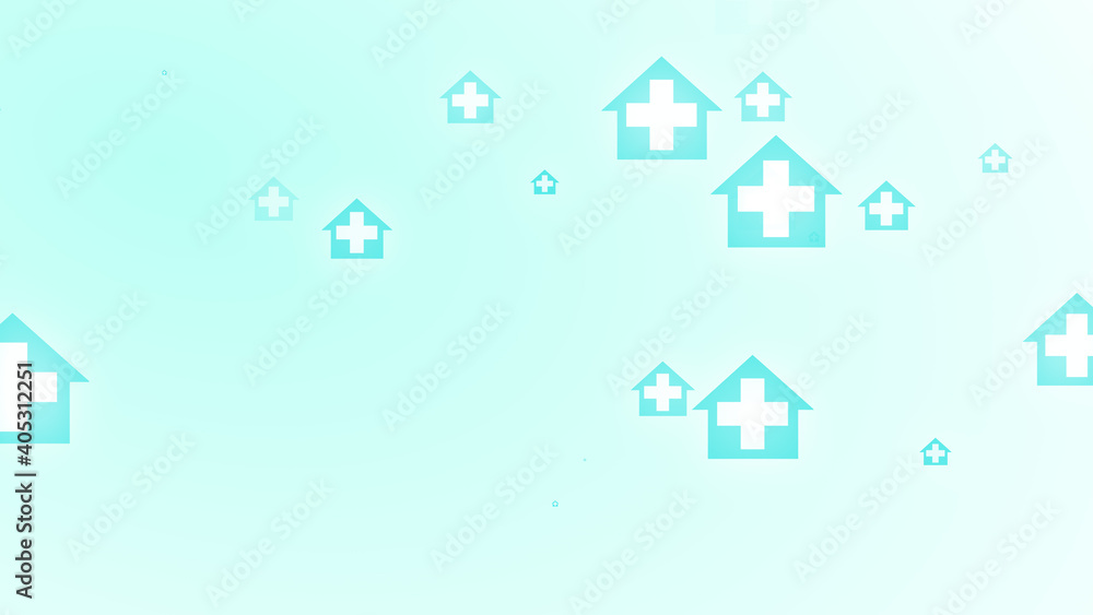Medical health blue green cross on home pattern background. Abstract banners with prevent virus infection and healthcare stay home concept. Medical health blue green cross on home pattern background. Abstract banners with prevent virus infection and healthcare stay home concept.