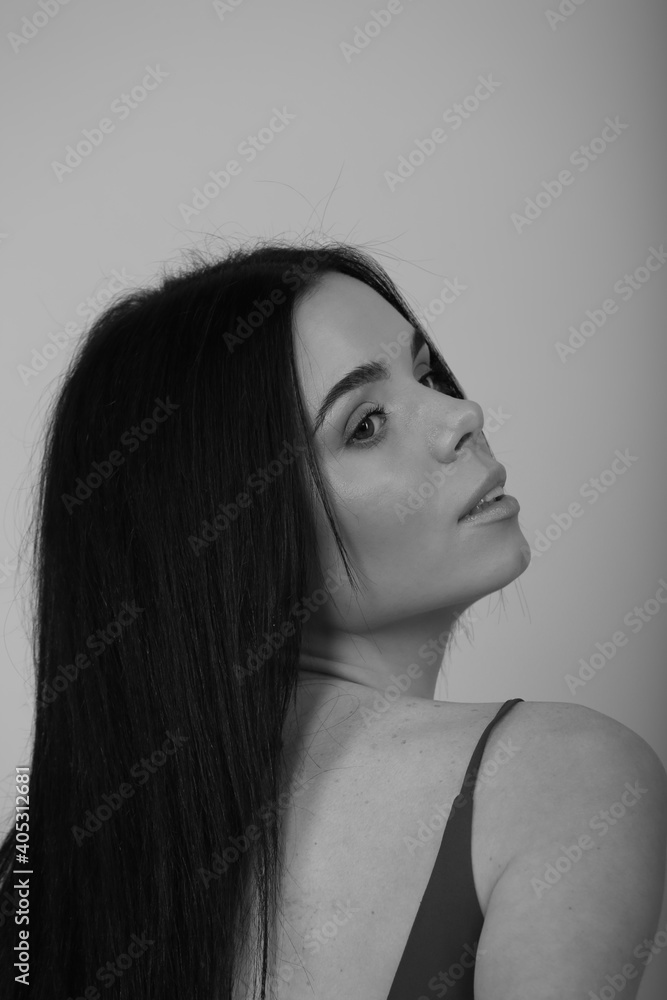 Black and white portrait of beautiful woman Black and white portrait of beautiful woman