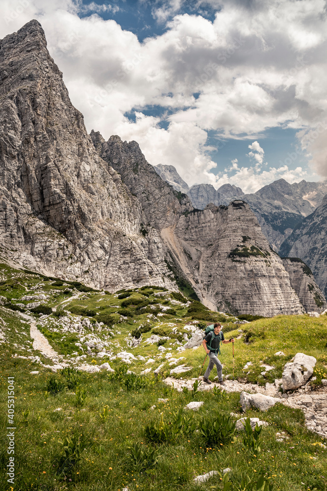 Man hiking in mountain landscape Man hiking in mountain landscape