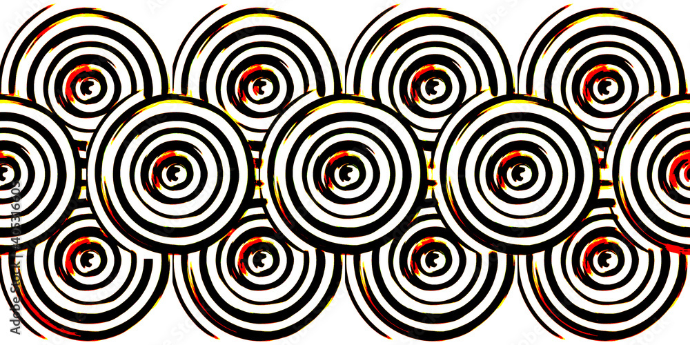 Bright pattern of red and black rings. Abstract digital background and texture Bright pattern of red and black rings. Abstract digital background and texture