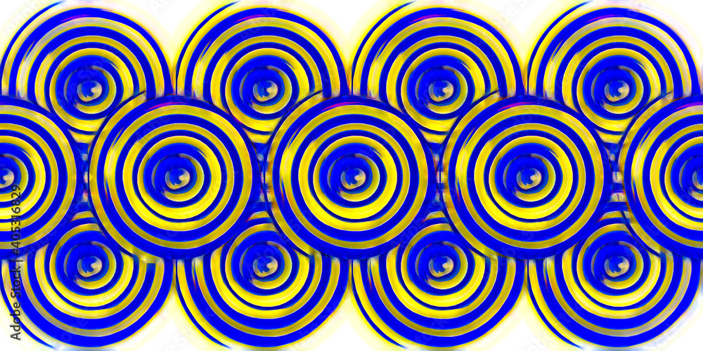 Bright pattern of blue rings. Abstract digital background and texture