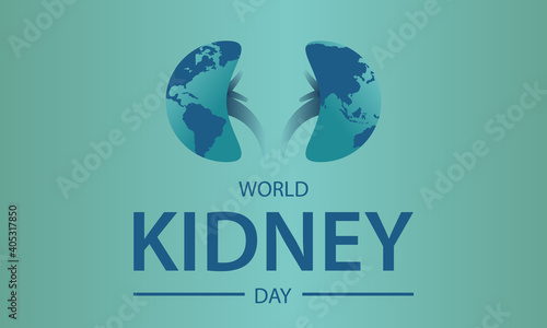 vector illustration of world kidney day concept, the earth in the form of a kidney, is colored blue