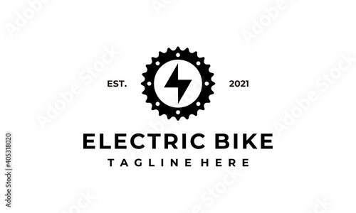 electric gear bike mechanical engineering logo design template