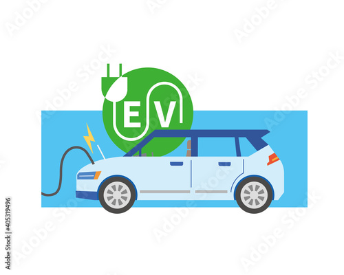 充電している電気自動車のイラスト