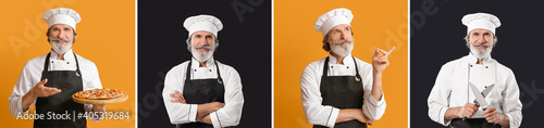 Collage of mature male chef