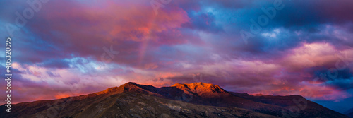 sunset over the mountains in New Zealand