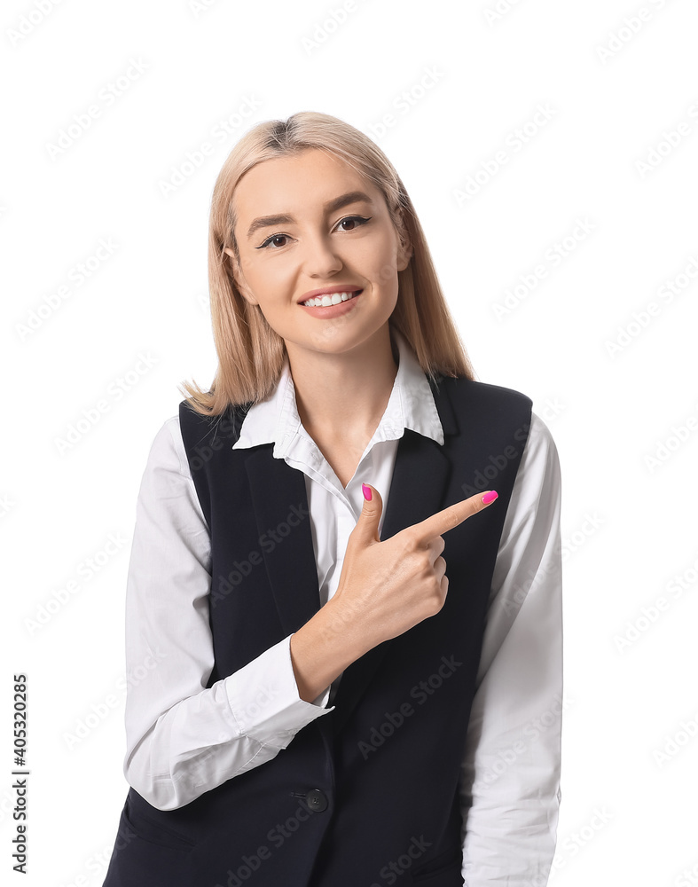 Beautiful young woman on white background Beautiful young woman on white background