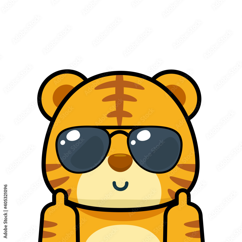 The Tiger with middle finger. Isolated Vector illustration The Tiger with middle finger. Isolated Vector illustration