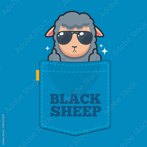 The black sheep in a pocket, Isolated Vector illustration