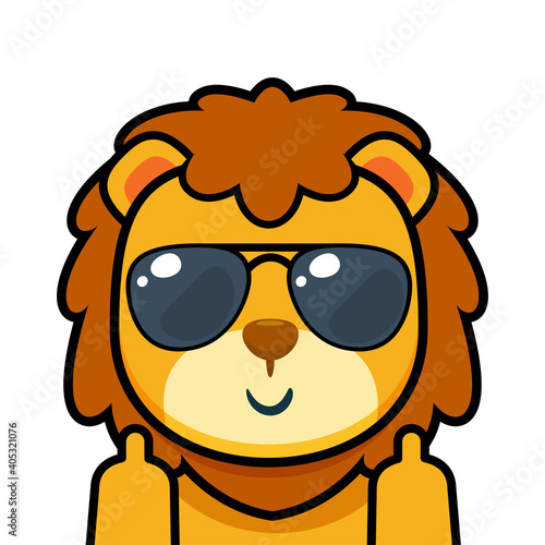 a lion with middle finger. Isolated Vector illustration