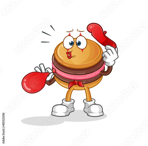 macaroon pantomime blowing balloon. cartoon mascot vector