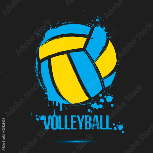 Volleyball ball icon. Abstract voolleyball ball for design logo, emblem, label, banner. Volleyball template on isolated background. Grunge style. Vector illustration