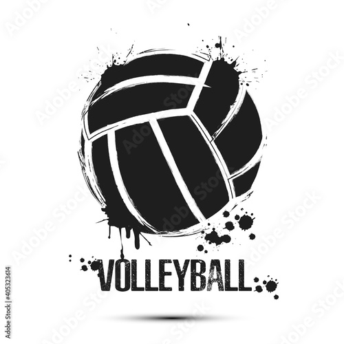 Volleyball ball icon. Abstract voolleyball ball for design logo, emblem, label, banner. Volleyball template on isolated background. Grunge style. Vector illustration