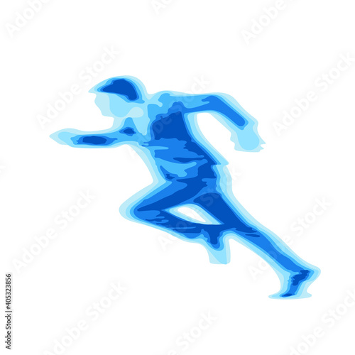 businessman running in blue gradient graphic design illustration vector isolated on white background. Business concept.