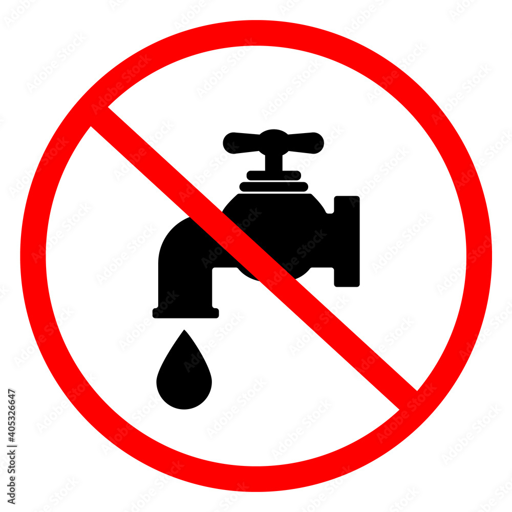 no water icon on white background. stop water leak symbol. do not drink water sign. flat style. no water icon on white background. stop water leak symbol. do not drink water sign. flat style.