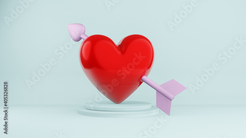 red hearts , Valentine's day concept , 3D rendering