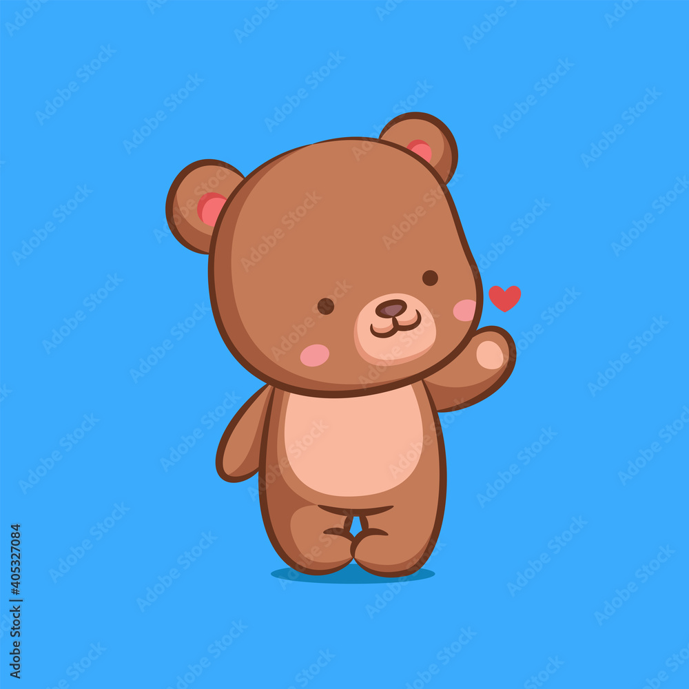 The baby bear is standing and looking at the right side The baby bear is standing and looking at the right side