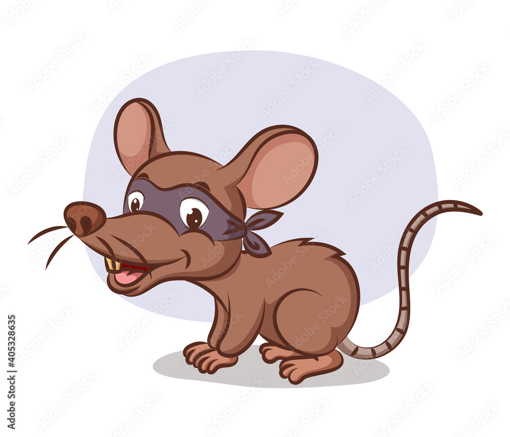 The little thief mouse is using the black mask to cover his face The little thief mouse is using the black mask to cover his face