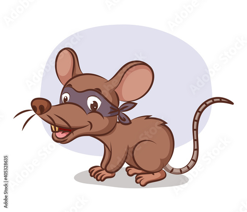 The little thief mouse is using the black mask to cover his face