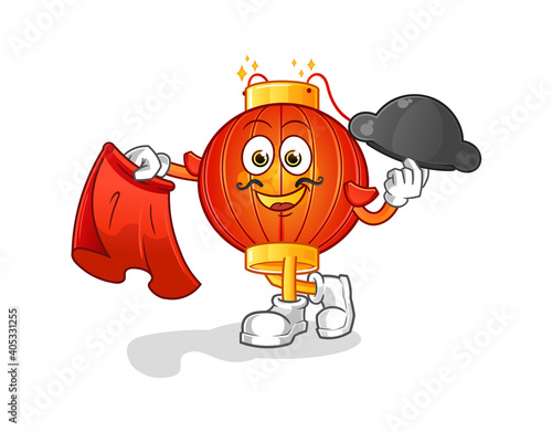 Chinese lantern matador with red cloth illustration. character vector