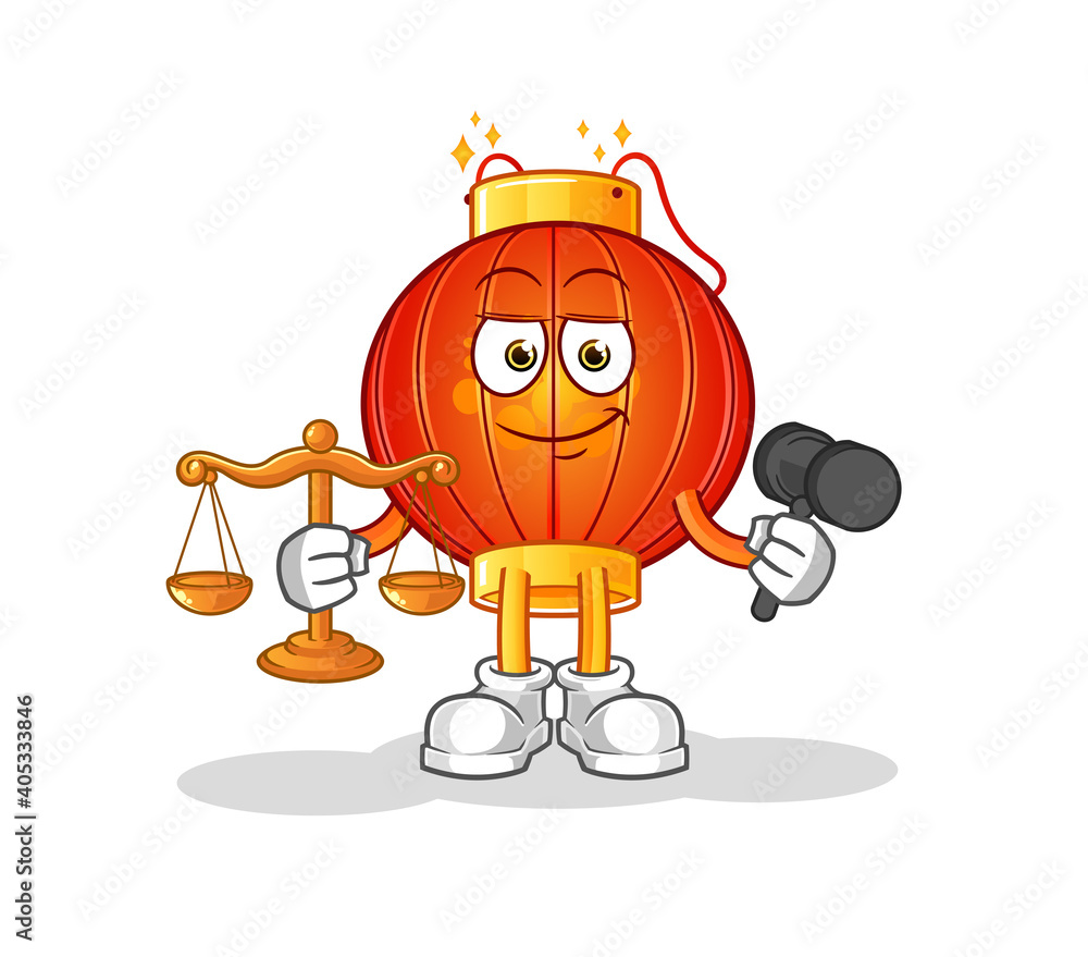Chinese lantern lawyer cartoon. cartoon mascot vector