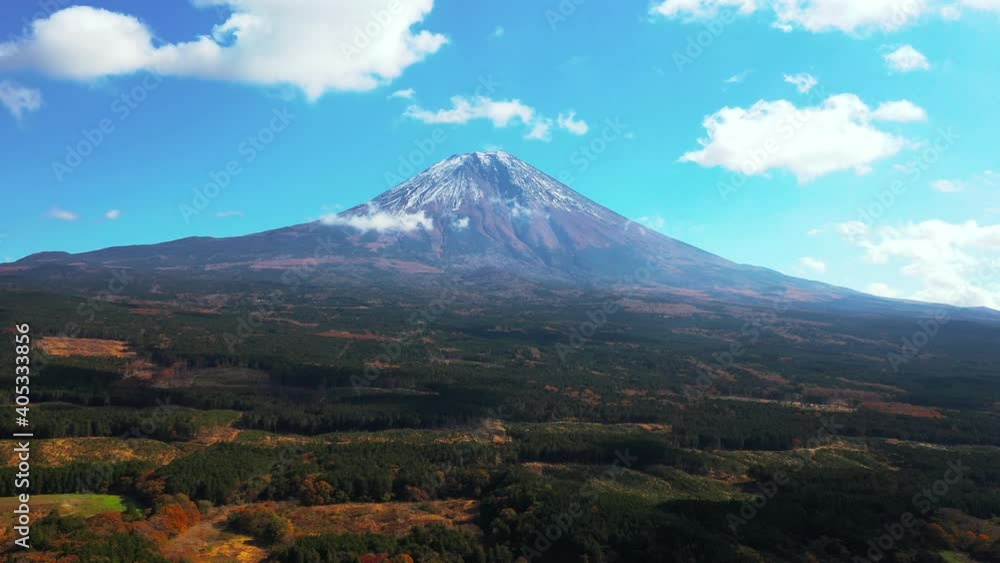 Aerial view of mount fuji from above in Shizuoka, Japan