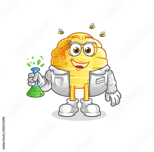 honeycomb scientist character. cartoon mascot vector