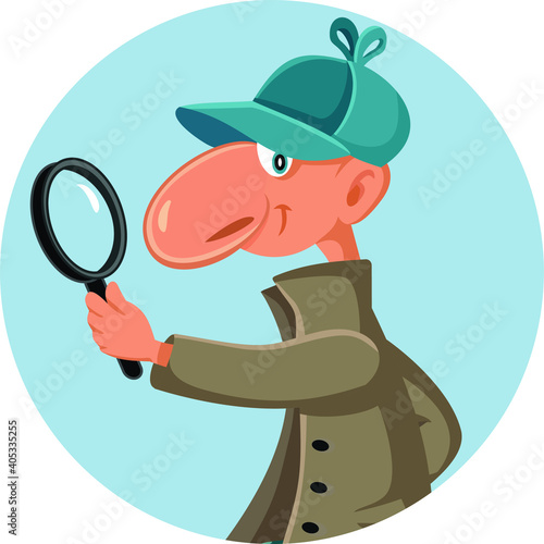 Funny Detective Looking through a Magnifying Glass